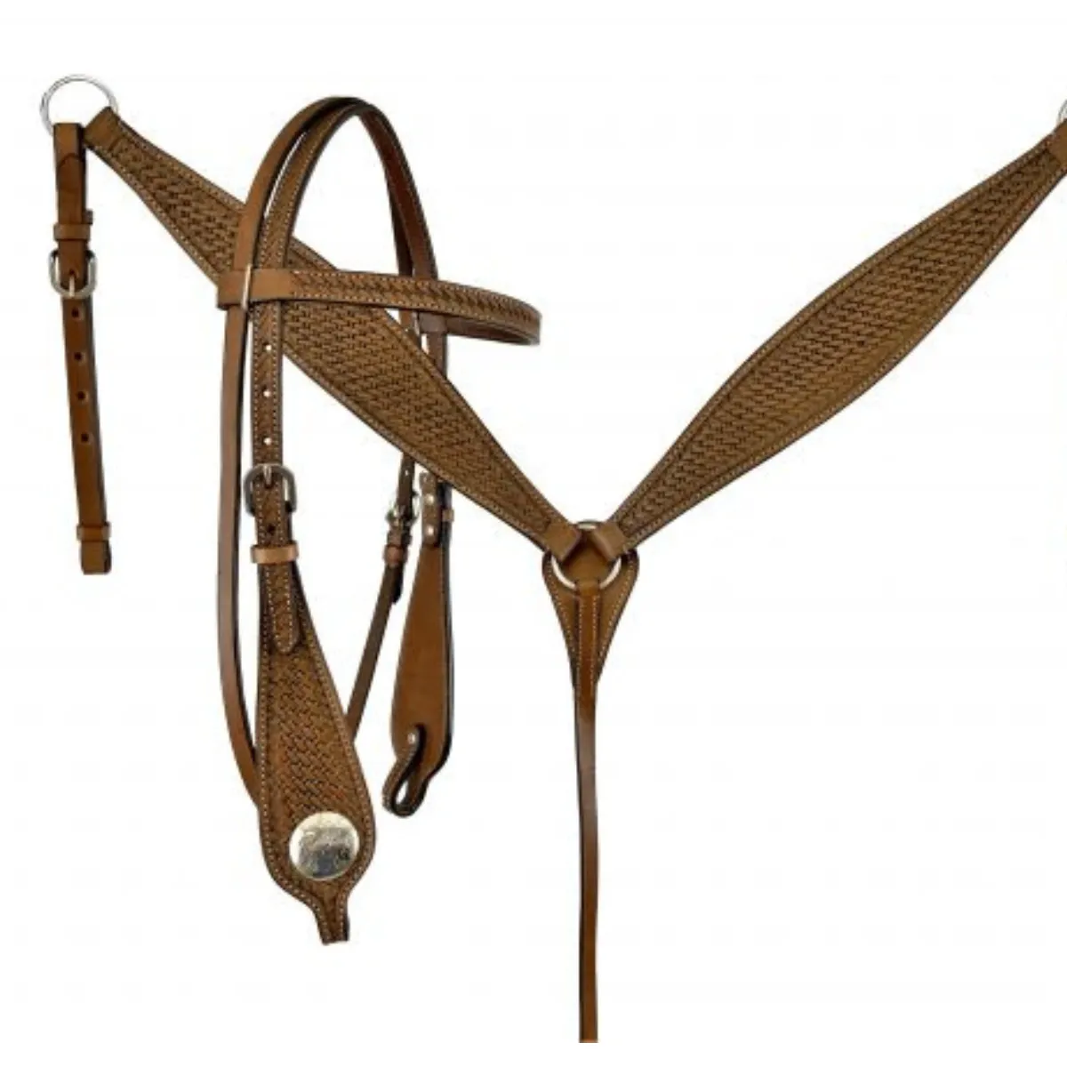 15", 16" DOUBLE T BARREL SADDLE W/ MATCHING HEADSTALL & BREAST COLLAR