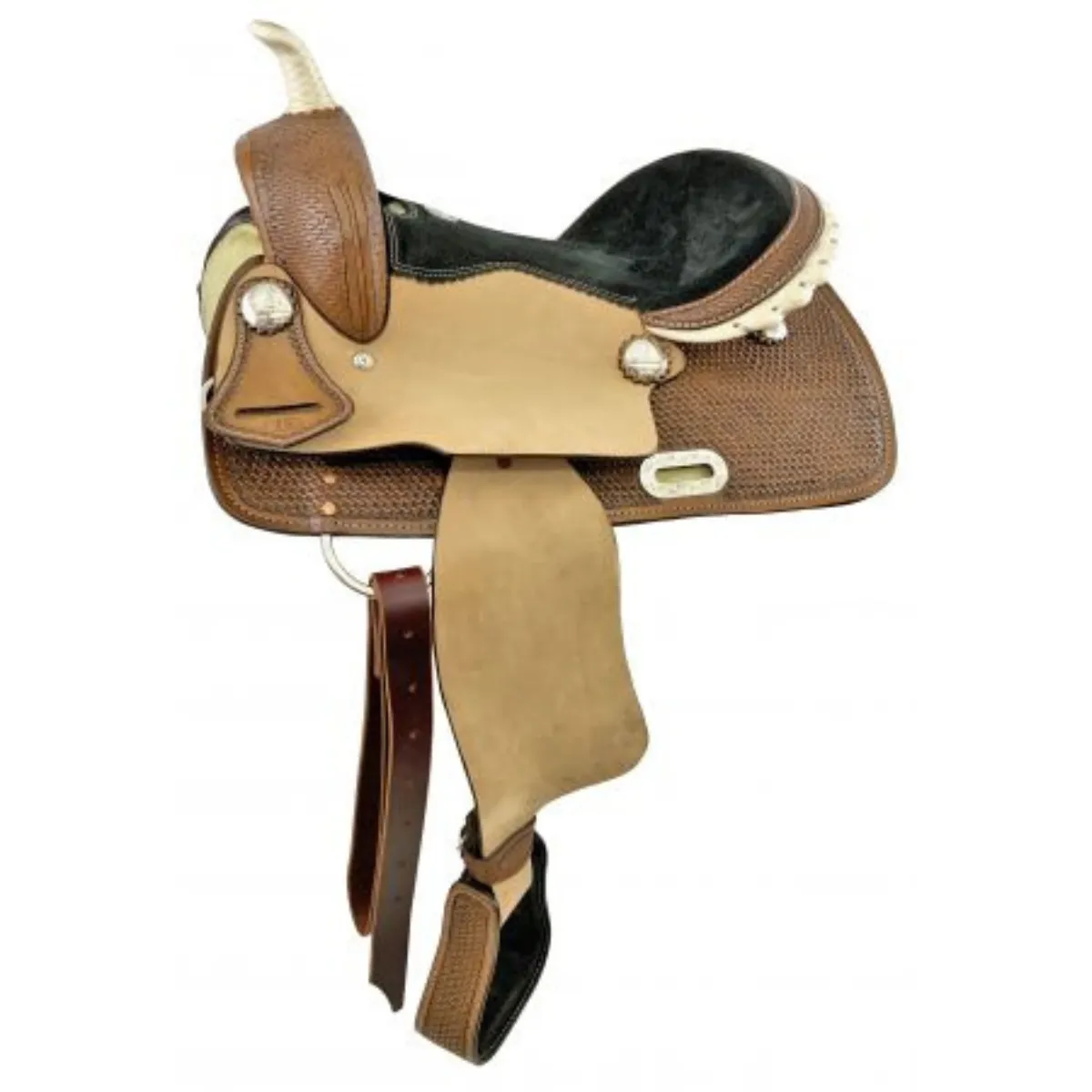 15", 16" DOUBLE T BARREL SADDLE W/ MATCHING HEADSTALL & BREAST COLLAR