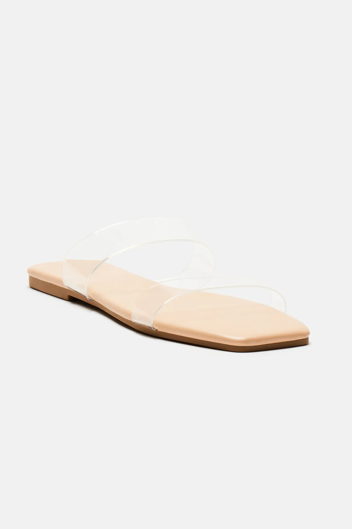 Abbie Clear Flat Sandals - Nude