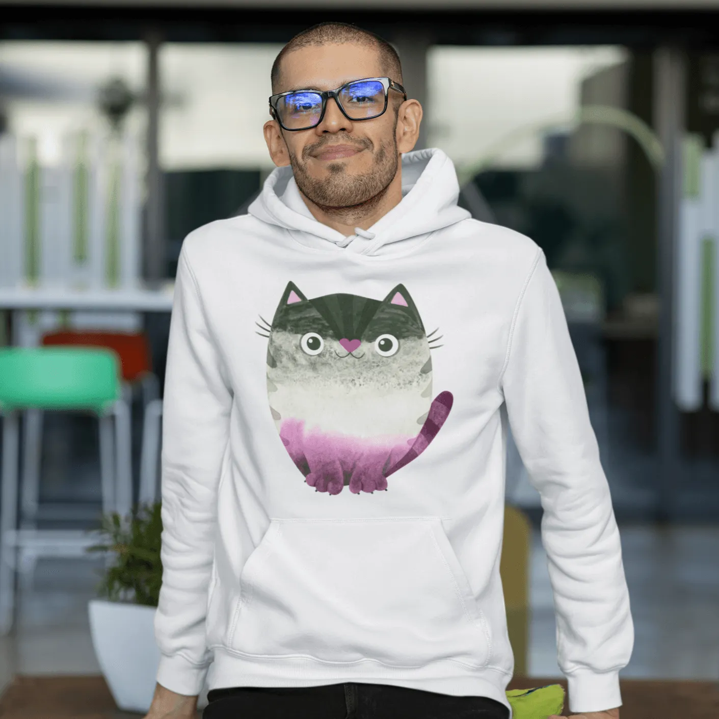 Asexual Cat Hoodie | LGBT  Merch | Unisex - Subtle Asexual Pride Hoodie