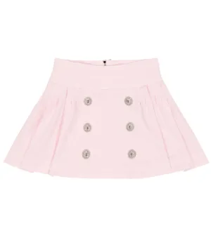 Balmain Cotton Blend Pleated Button Skirt, Pink