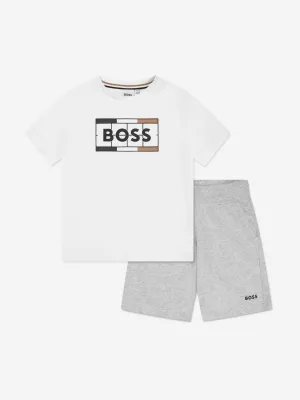 BOSS Boys T-Shirt And Shorts Set in White