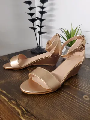 Caroline Rose Gold Wedge Sandals