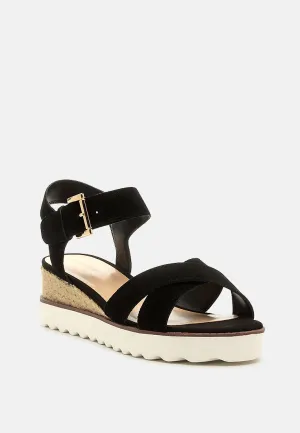 CASA Black Wedge Sandals