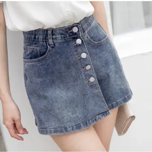 Casual Denim Jeans Button Mini Skirt Skorts Shorts