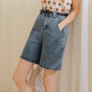 Casual High Waist Denim Wide Leg Culottes Shorts Pants