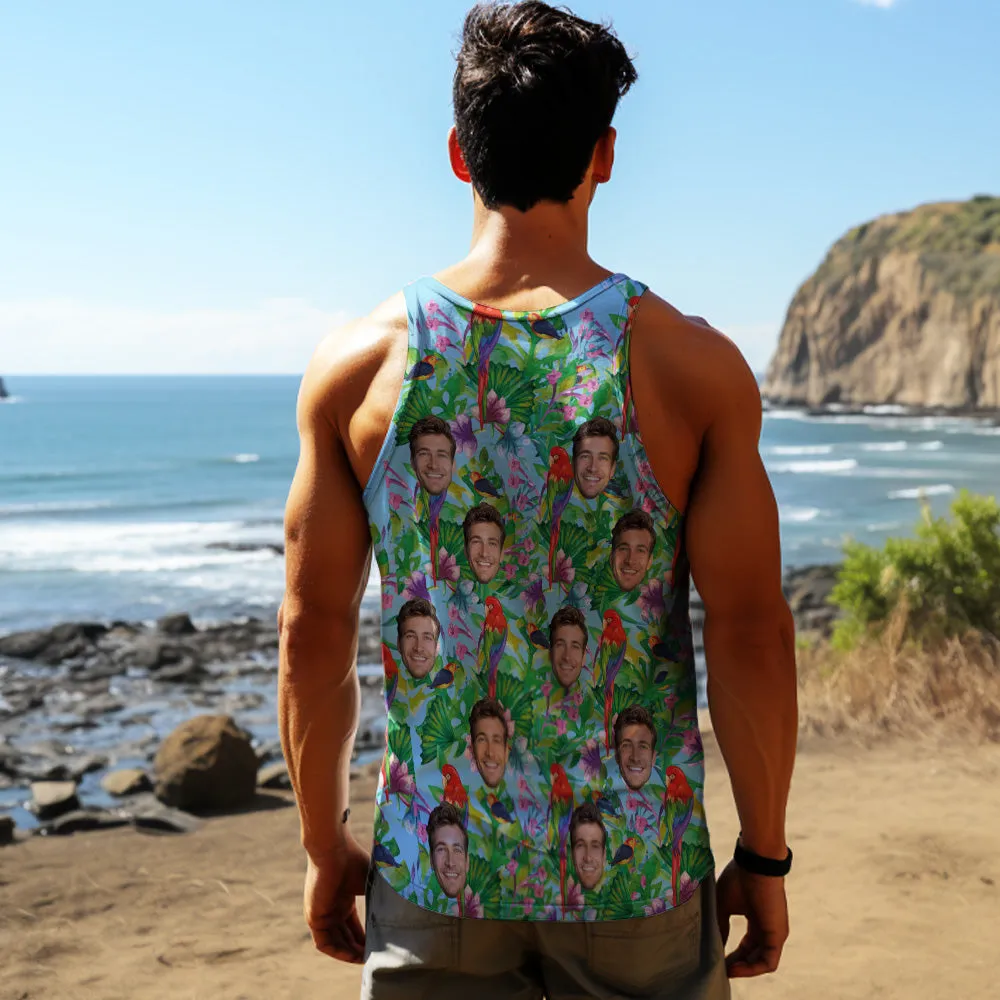 Custom Face Tank Tops Men's Sleeveless Shirt Parrot