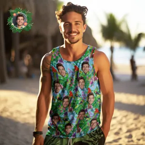 Custom Face Tank Tops Men's Sleeveless Shirt Parrot