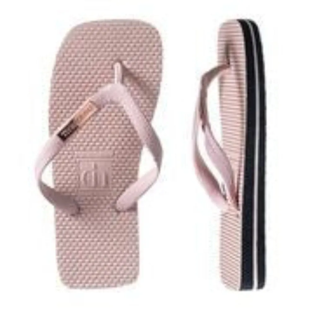 Damien Hall Boutique Kids Pink Thongs Rose Gold Badge