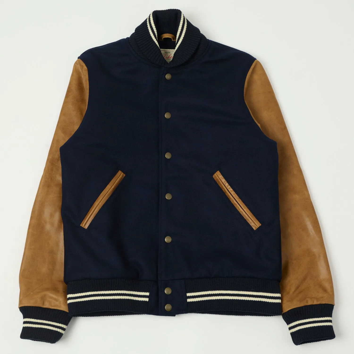 Dehen 1920 Varsity Jacket - Dark Navy/Antique Rust