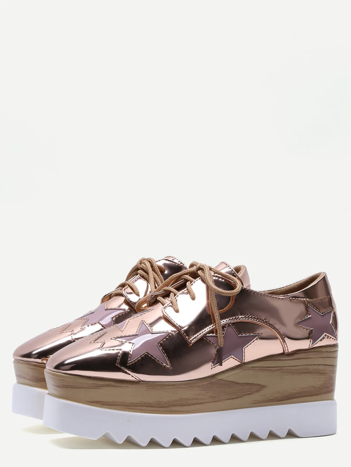 Fathion Rose Gold Star Patch Patent Leather