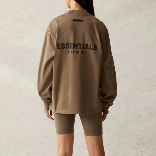 Fear of God Essentials SS21 Long Sleeve Tee Taupex, Brown