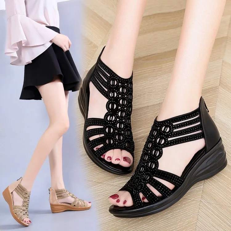 Fishbill wedge sandals