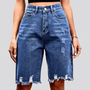 Frayed-hem 90s women's denim shorts