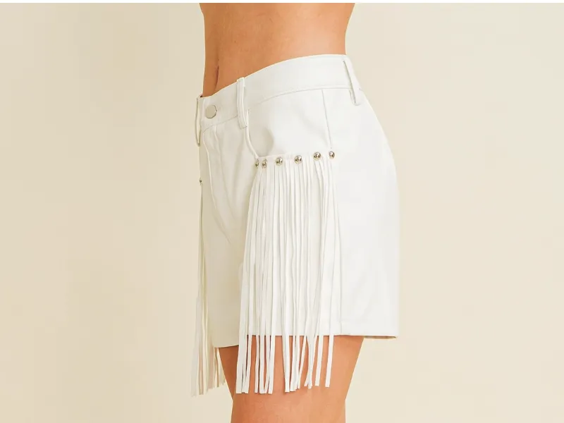 Fringe & Stud Leather Short