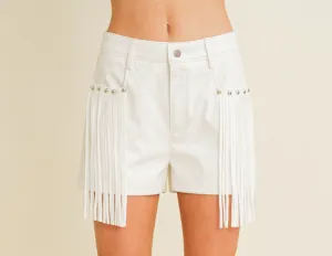 Fringe & Stud Leather Short