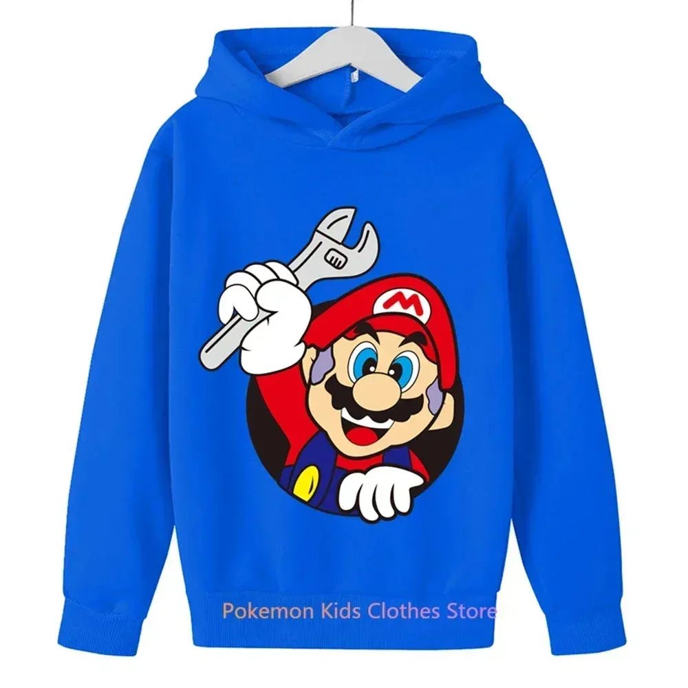 Game Super Mario bros Hoodie For Kids Tops Long Sleeve Boys Clothes Girls Baby Cartoon Children Fashion Spring Autumn Sweatshirt