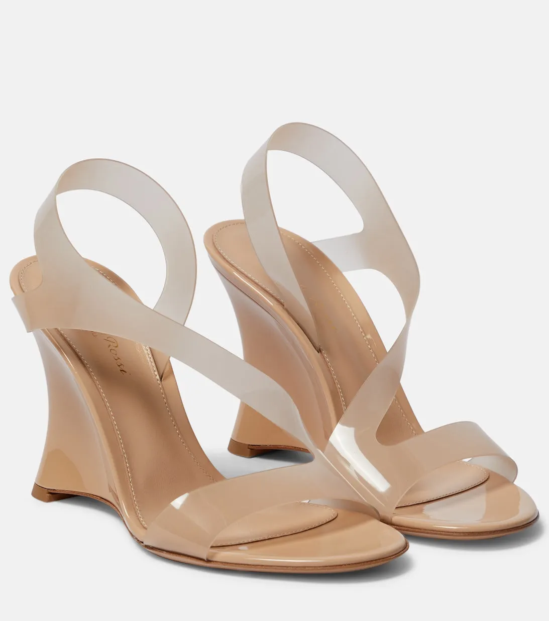 Gianvito Rossi PVC wedge sandals, brown