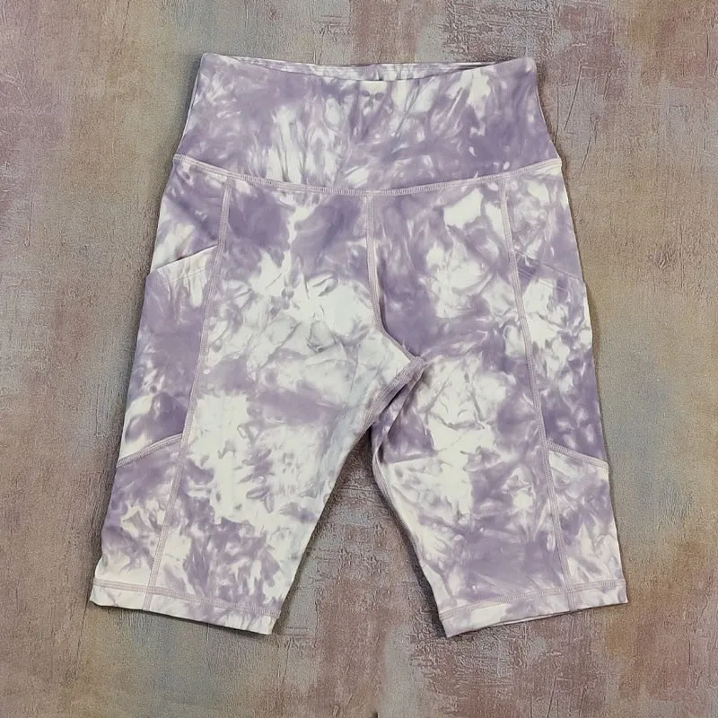 High Quality Sports Shorts With pocket Cycling Shorts Women High Waist Fitness Workout Gym Yoga Shorts Camouflage Tie Dye