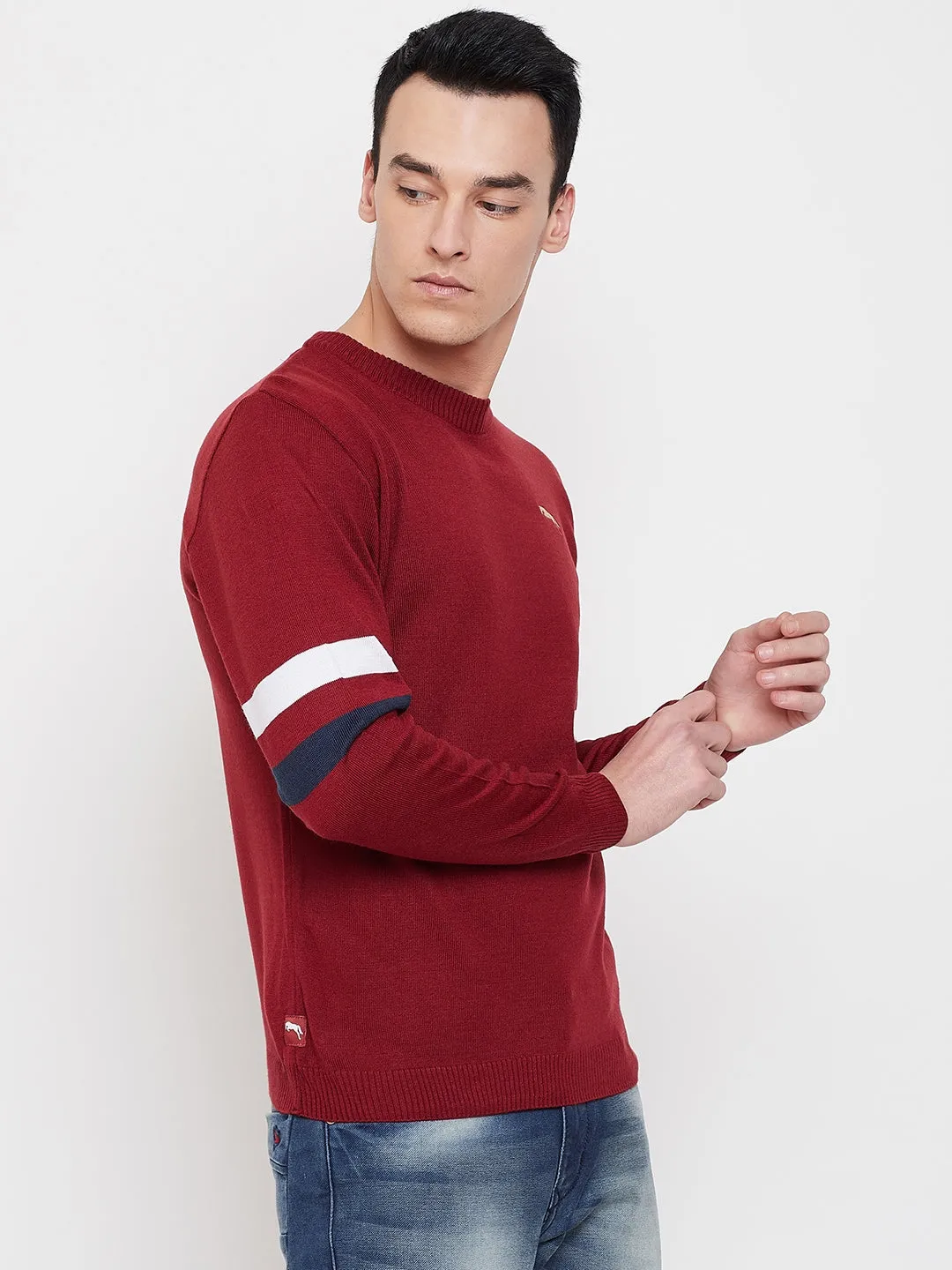 JUMP USA Men Red Solid Sweater