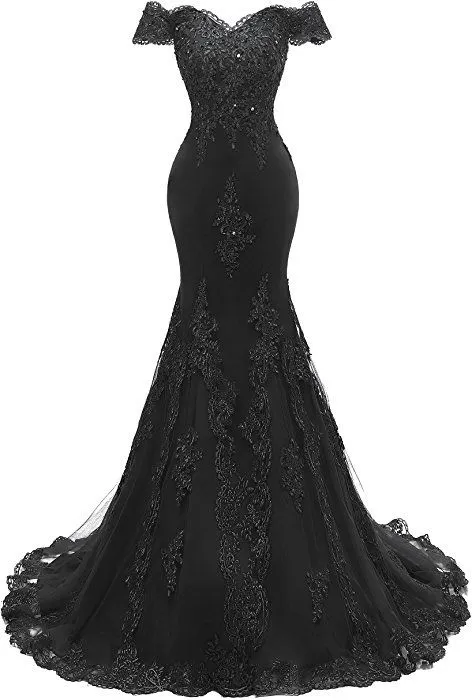 kamahe Black Prom Dresses, Off The Shoulder Long Evening Dresses Pageant Gown