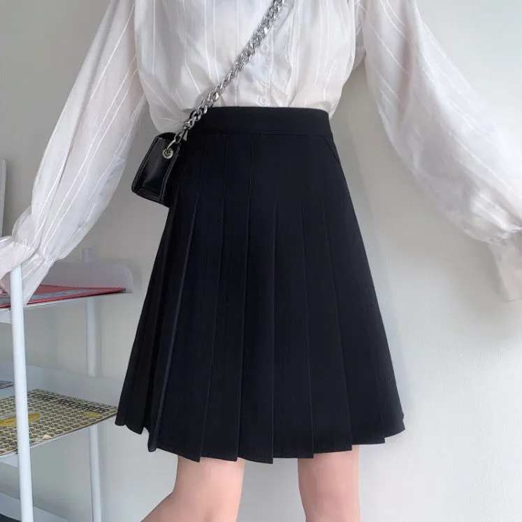 KittenAlarm - Solid Color Long Pleated Skirts