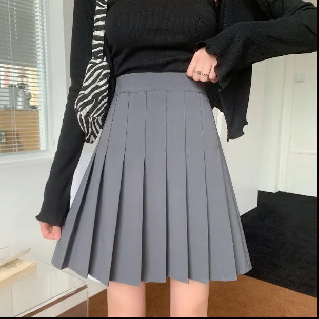 KittenAlarm - Solid Color Long Pleated Skirts