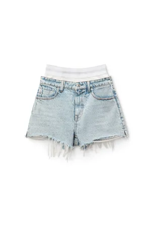 Logo-Waistband Denim Shorts