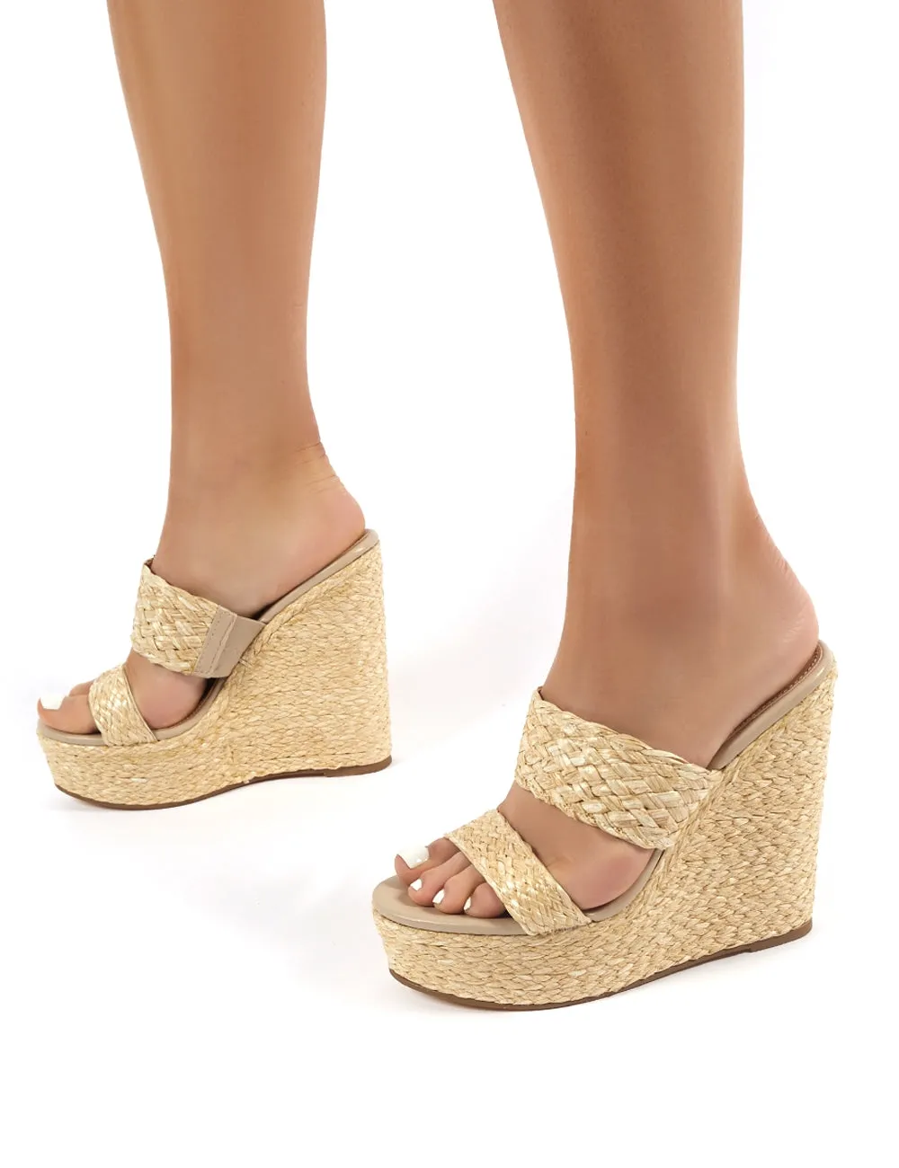 Lucia Raffia Wedge Heeled Sandals