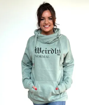 Luxury Cowl Neck Weirdly Normal Hoodie - Sage