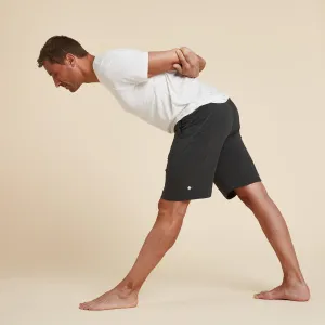 Men's cotton yoga shorts Ecodesign - gray KIMJALY, dark gray/black