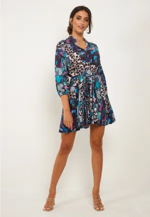 Multi Print Buttoned Mini Dress