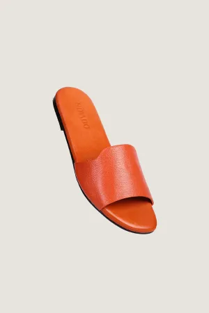 Novado - Flat Leather Sandals - Orange