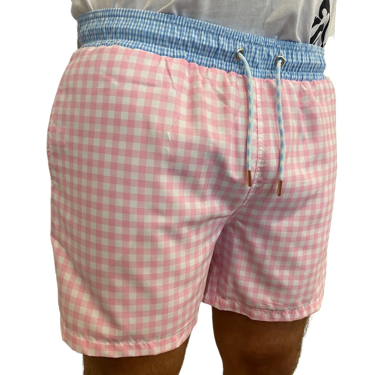 Pink Check Board Shorts