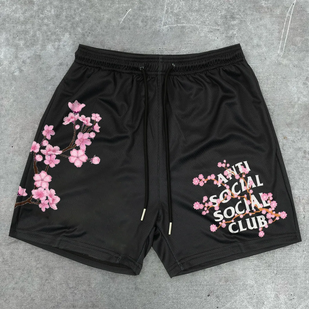 Pink Flower Sports Shorts