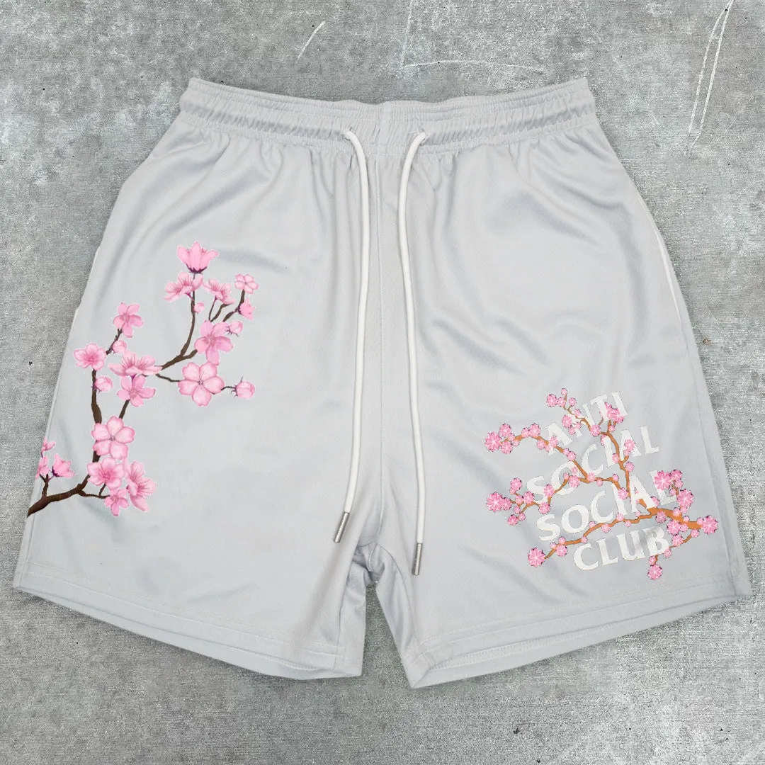 Pink Flower Sports Shorts