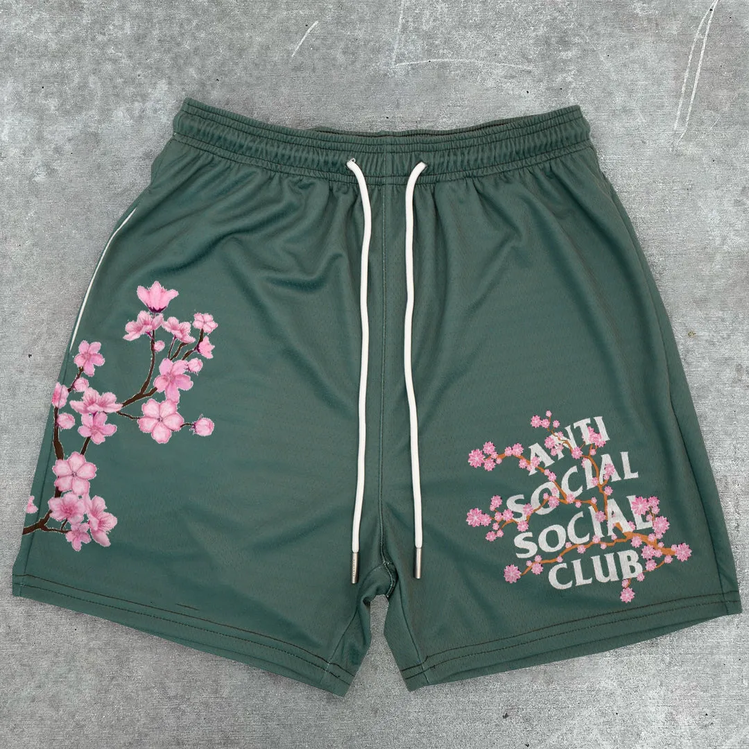 Pink Flower Sports Shorts