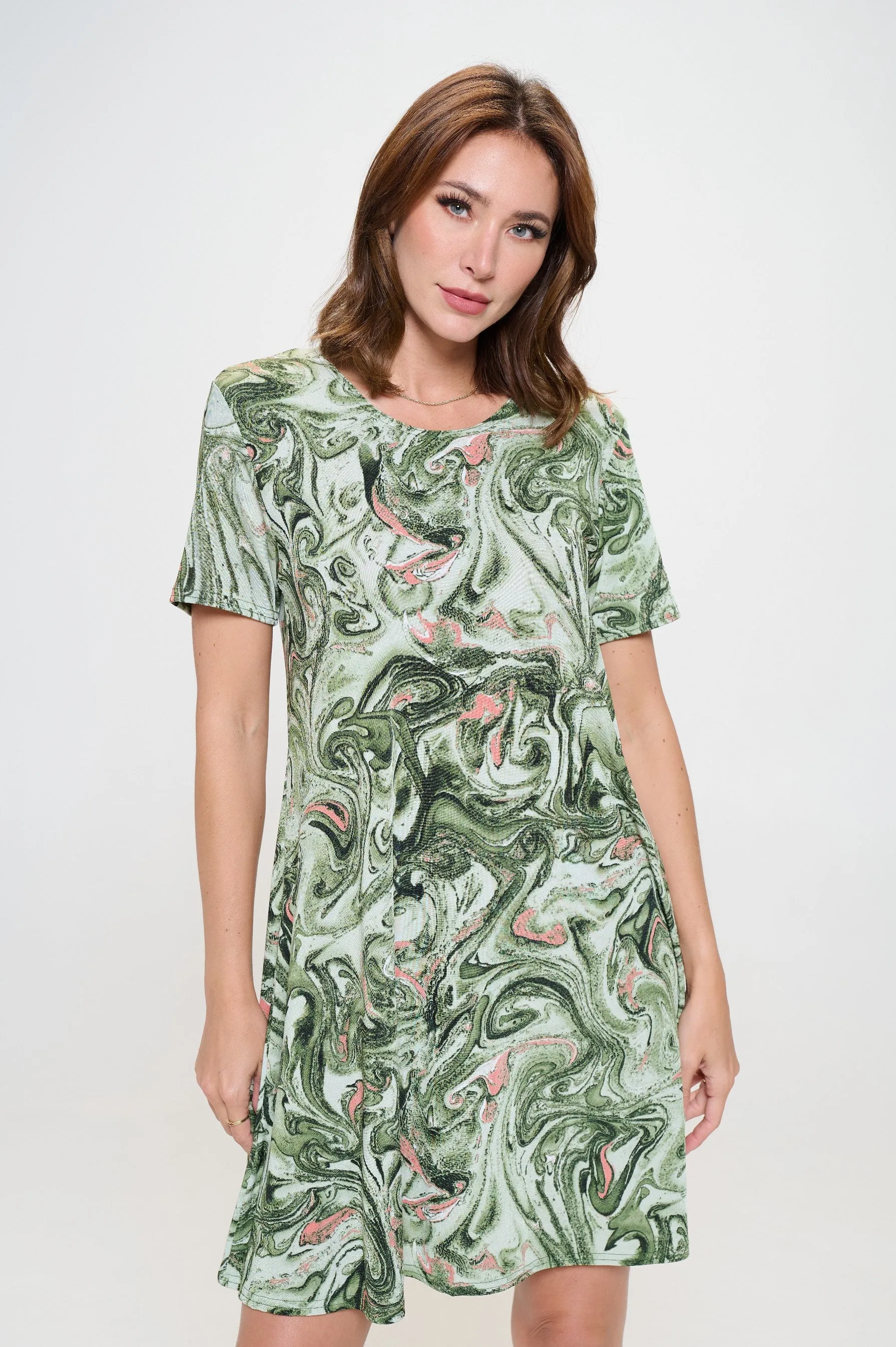 Plus Size Print Missy Dress Short Sleeve-7004BN-SXP1-W404