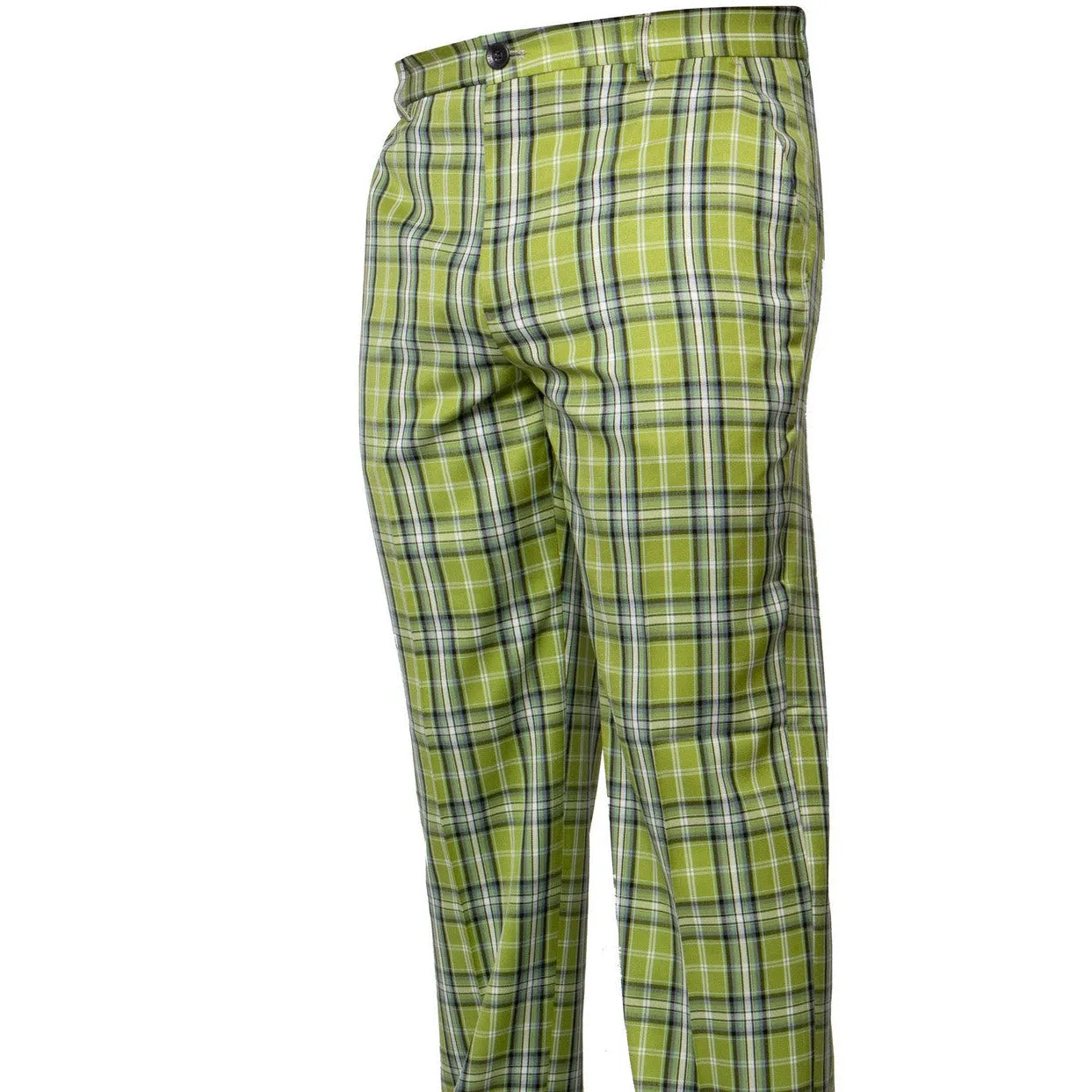 Prestige Lime Green Black White Plaid Pants