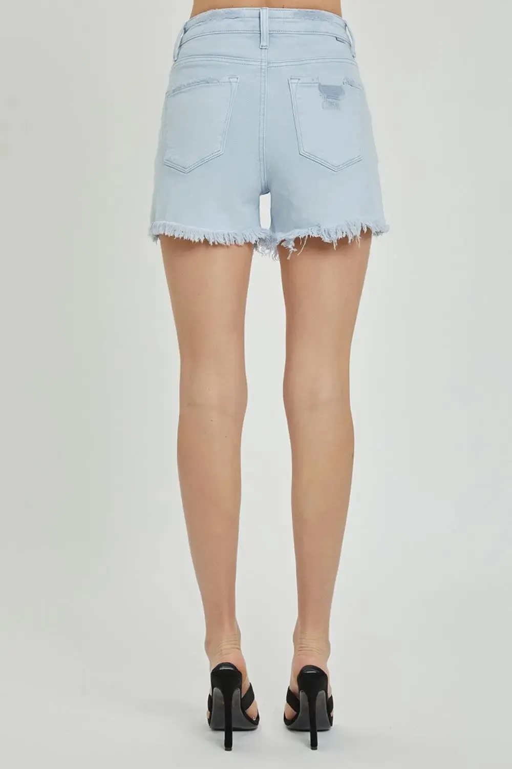 RISEN Full Size High Rise Distressed Detail Denim Shorts