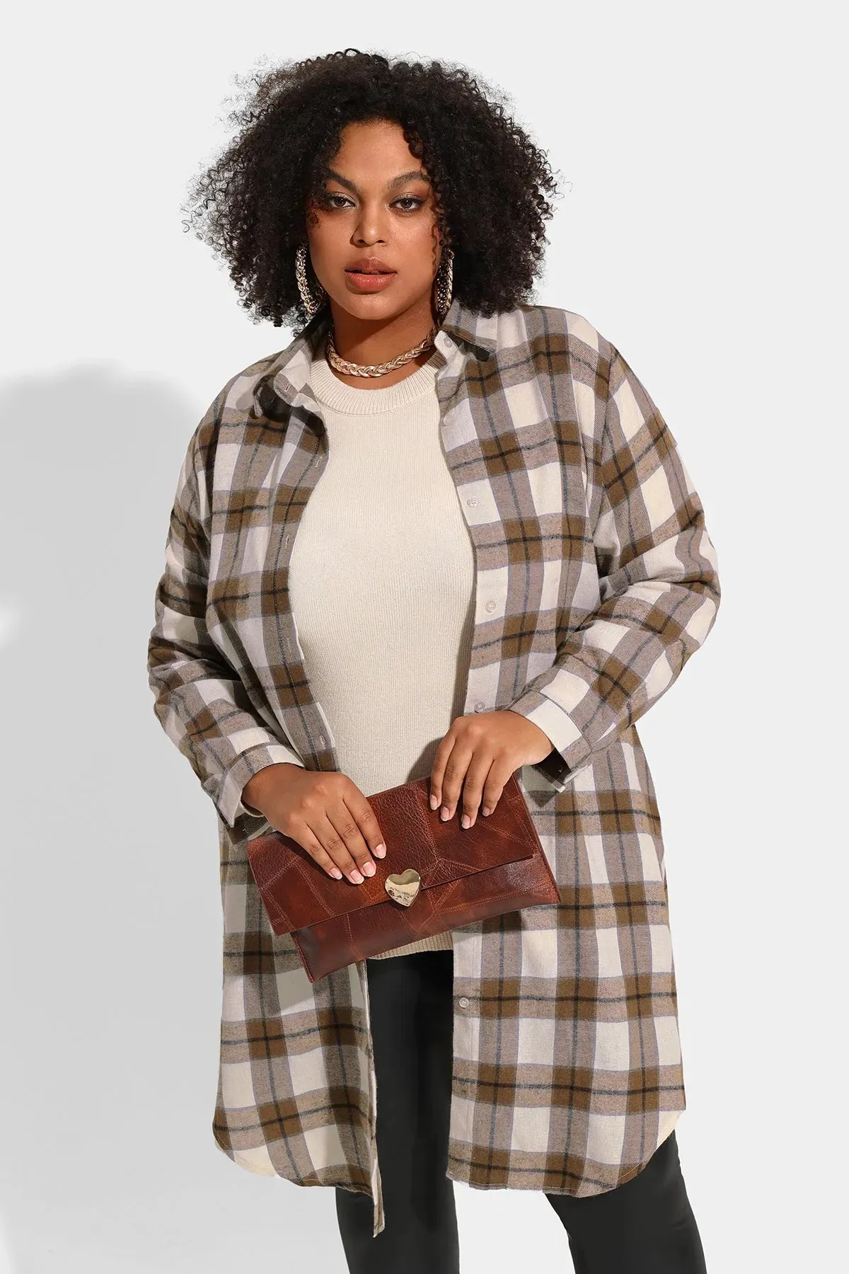 Ritera Plaid Button Down Long Coats with Pockets