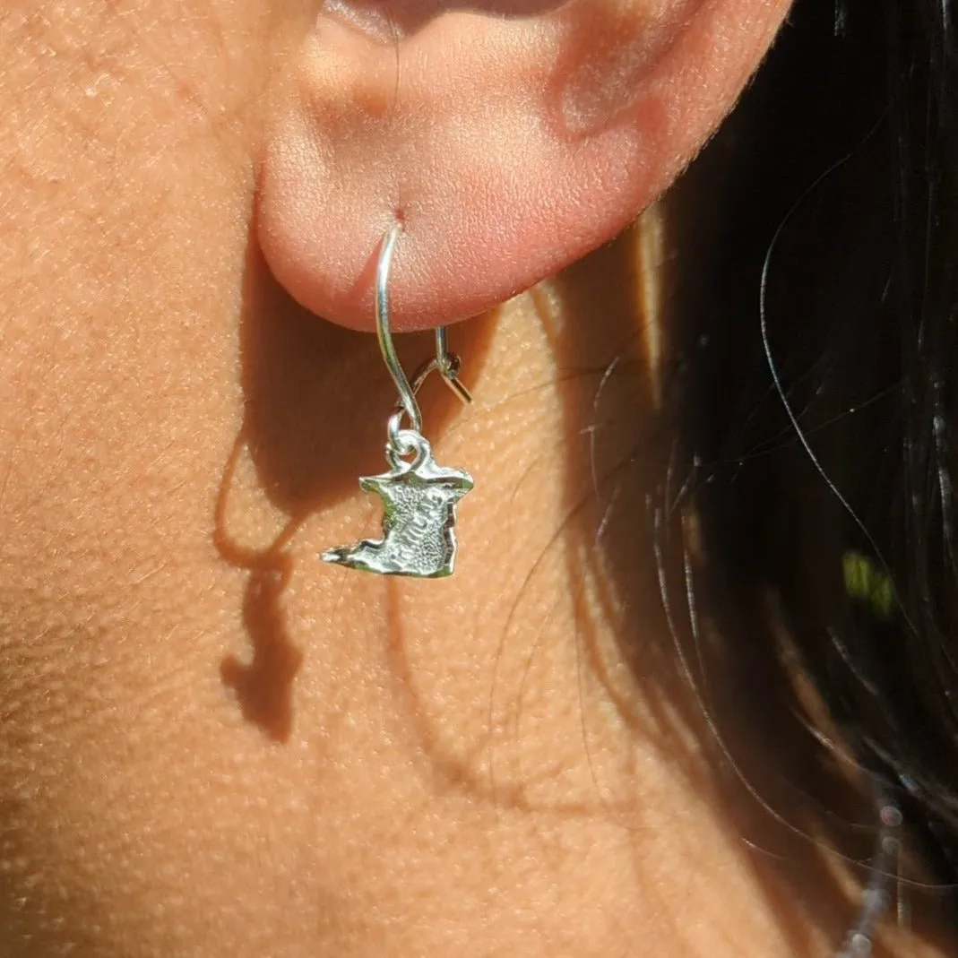 Small Trinidad Map Hanging Short Earring by Caribbijou