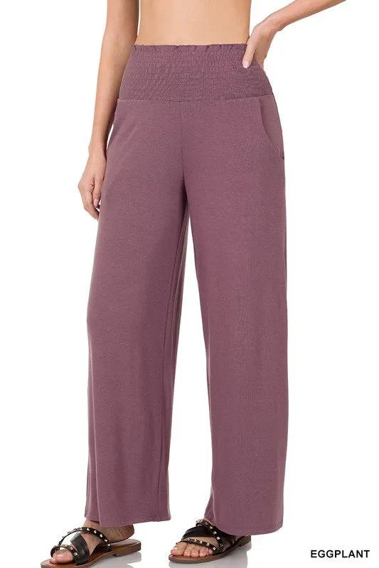 SMOCKED WAISTBAND LOUNGE PANTS