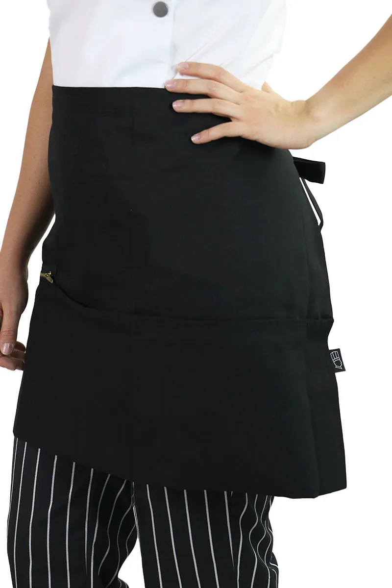 Three-Pocket Short Apron with Zipper