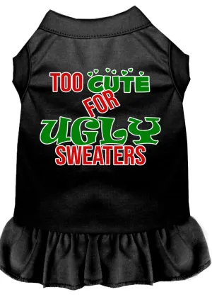 Too Cute For Ugly Sweaters Screen Print Dog Dress Black Xl