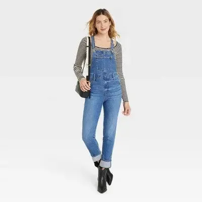 Universal Thread Women's Denim Overalls Sleeveless Skinny Leg Jumpsuits