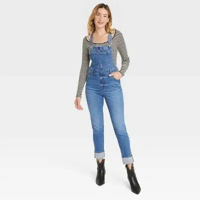 Universal Thread Women's Denim Overalls Sleeveless Skinny Leg Jumpsuits