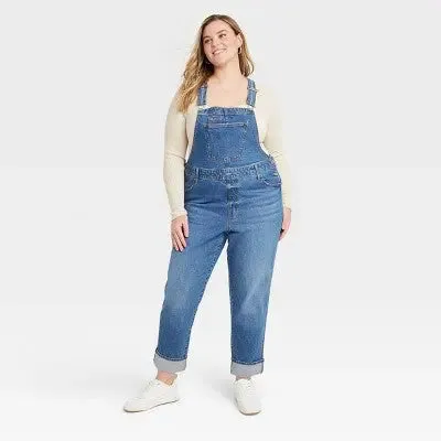 Universal Thread Women's Denim Overalls Sleeveless Skinny Leg Jumpsuits