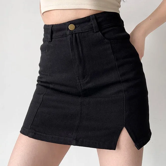 Wenkouban - New Look Split Denim Skirt