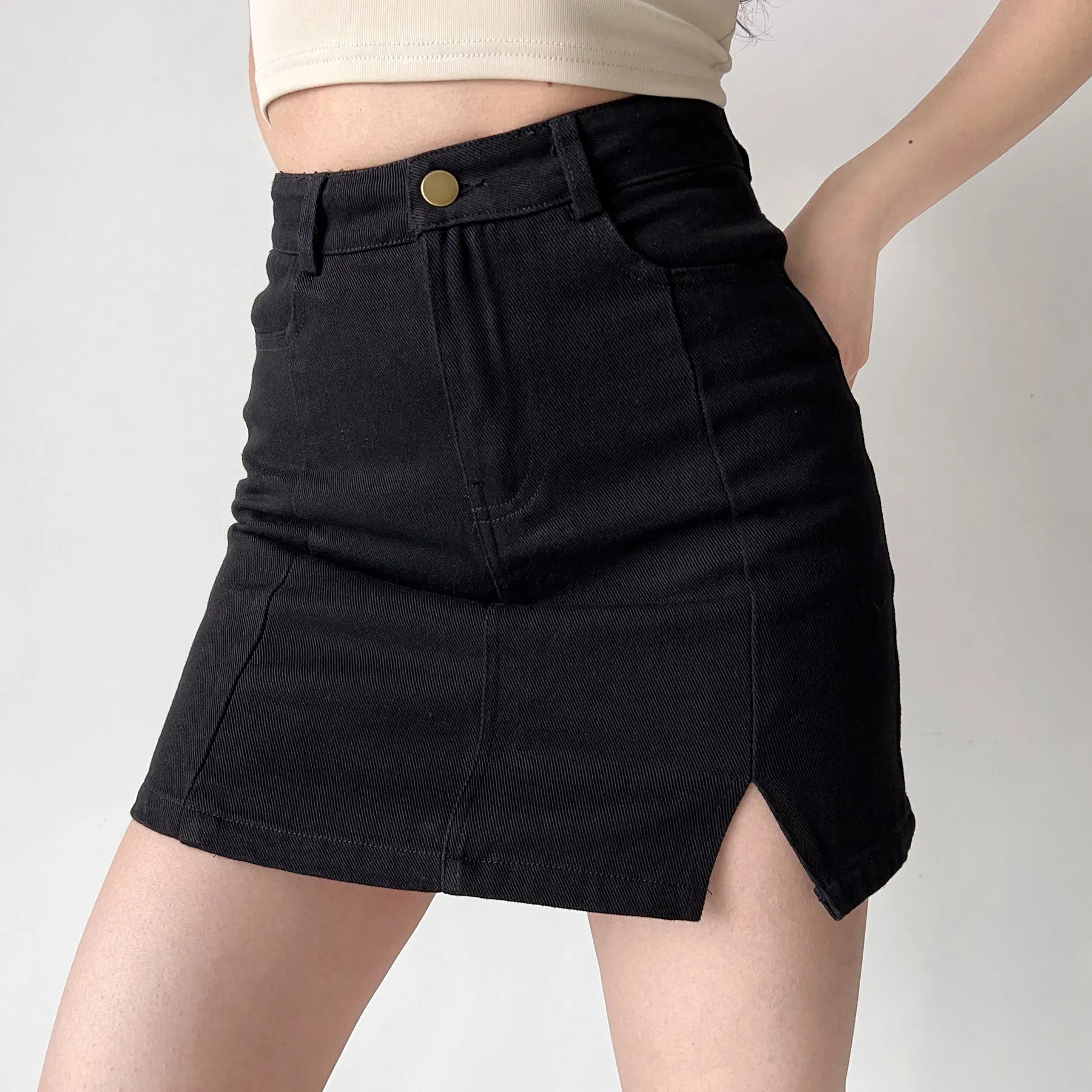 Wenkouban - New Look Split Denim Skirt